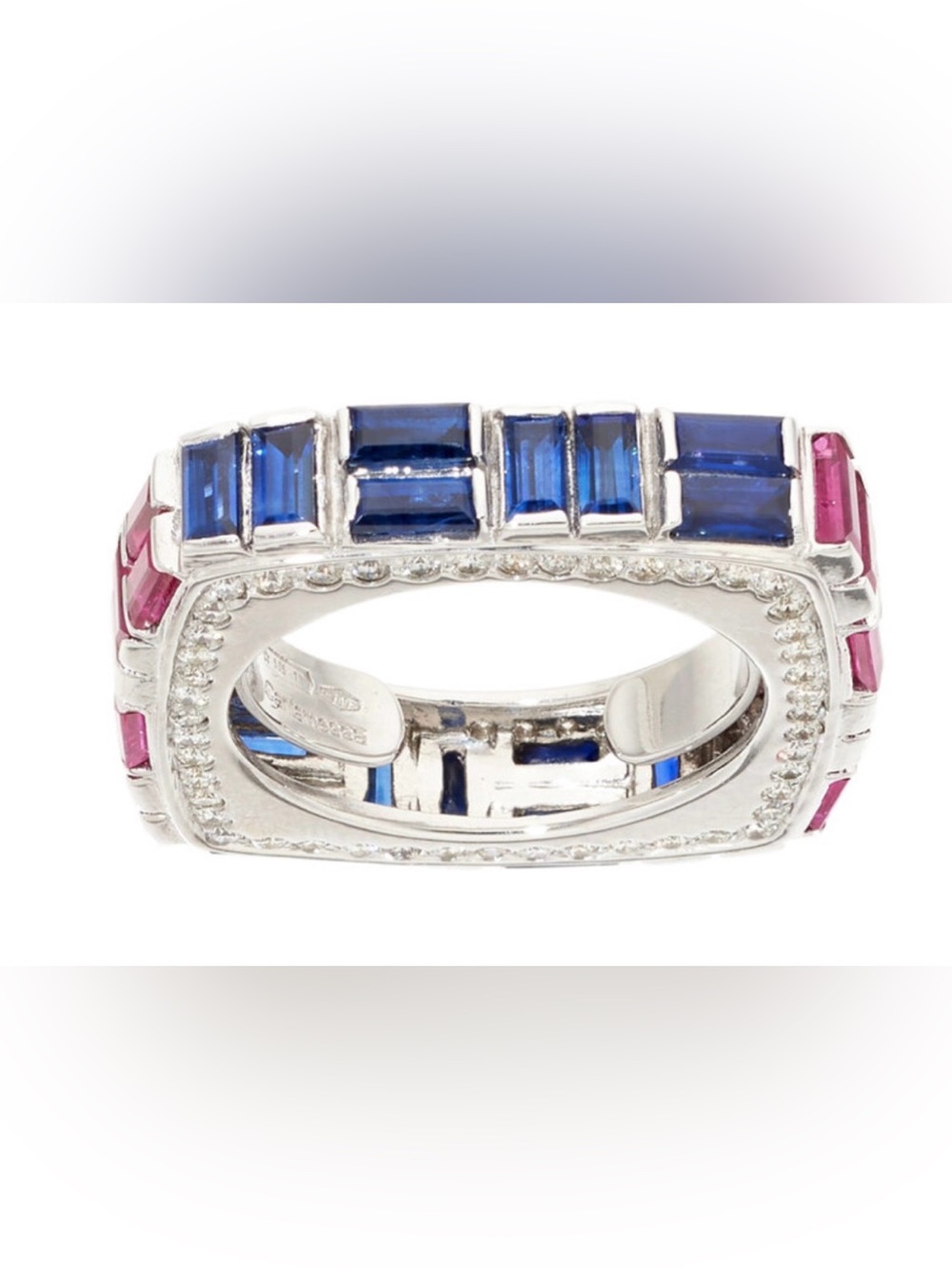 Italy Italian designer CANTAMESSA
Ruby Blue Sapphire
Diamond Ring 18k White
Gold